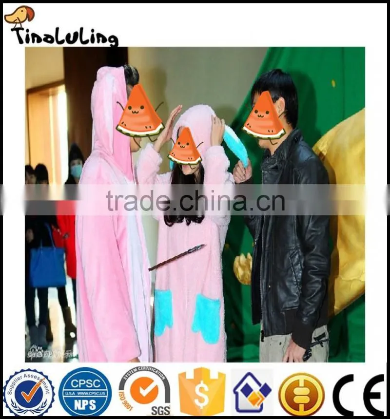 Autumn and winter cosplay costume cute rabbit flannel cartoon animal one piece sleepwear coral fleece long-sleeve lovers lounge