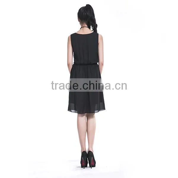 High Quanlity Black One Piece Girls Dress Exporter Chiffon Dress