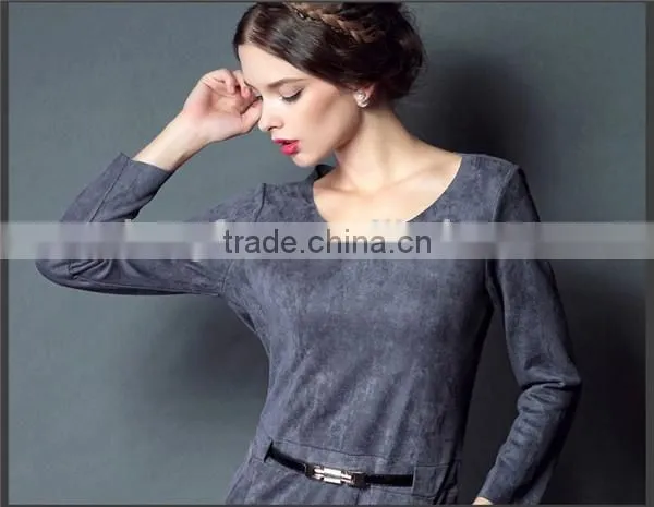 2015 pure color long sleeve render skin cultivate one's morality dress