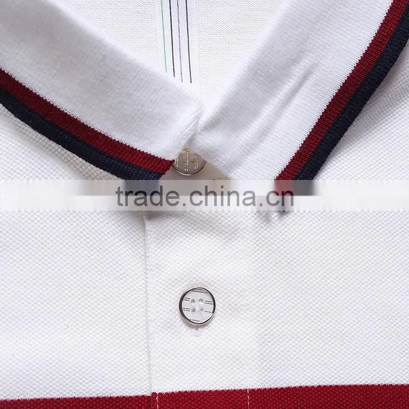 Wholesale Custom Polo T shirt 2016 New Design Cotton Short Casual Striped Slim Contrast Color Men's Polo Shirt