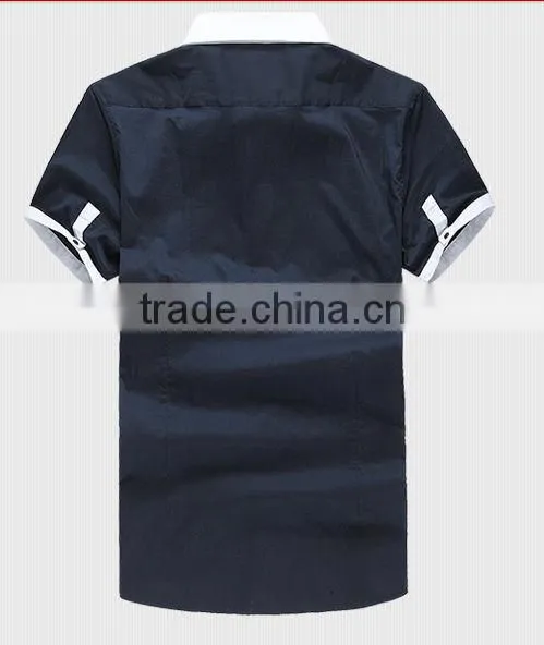 Slim black color short sleeve ,small collar cotton men shirts