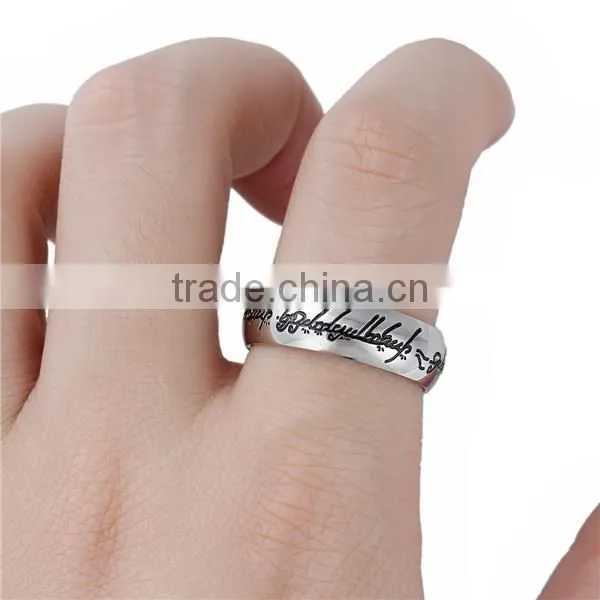 Titanium Steel Unadjustable Rings Antique Silver Message