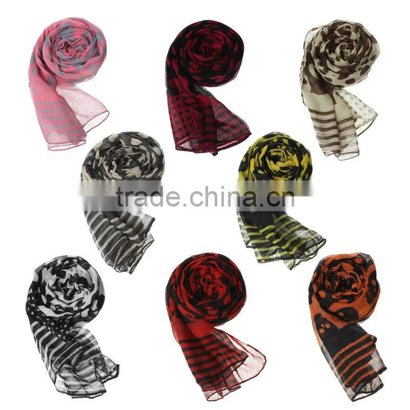 Hot sale women's Halloween Skull printed voile scarf decorative scarves