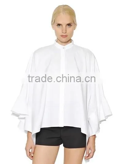 New Style Girls Pure White Cloak Blouses,Long Sleeve Blank Plain Cloak blouses for Women