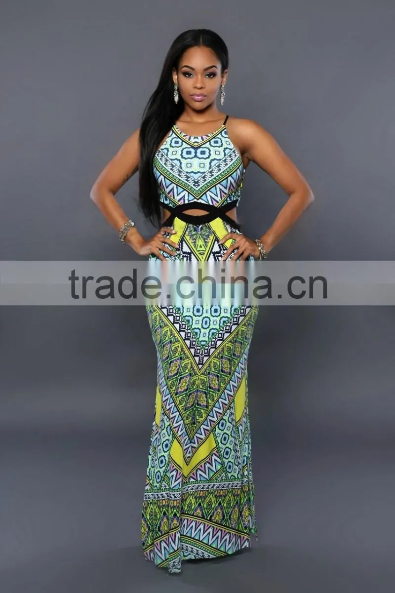 2017 Ladies Fashion Sexy Bandage Dresses Sleeveless Digital Printed Connect Dress Skirts Women Modern African Dress Style