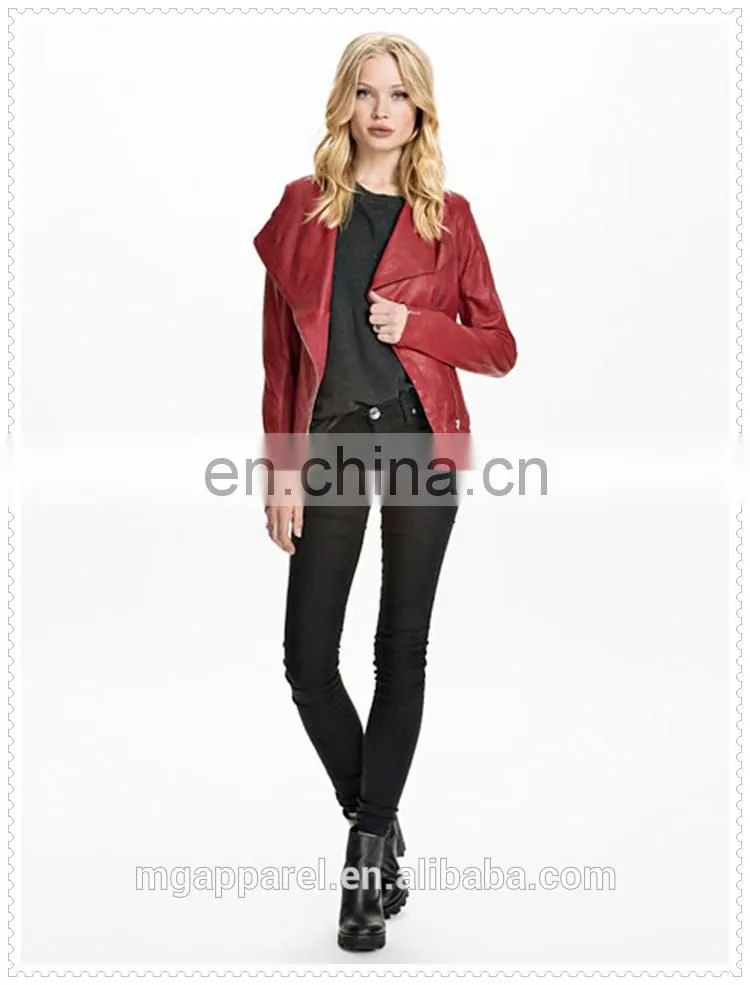 cheap price red leather usa motor jacket for women made in china OEM service