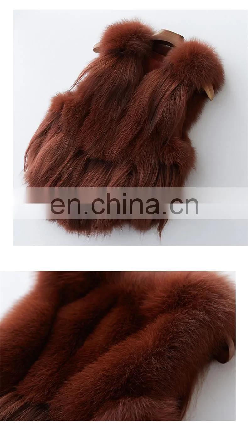 Popular Lovely Fox Fur Vest Beautiful Good Quality Girl Fox Short Fur Vest