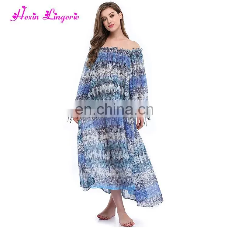 Wholesale Summer Floral Off Shoulder One Size Ladies Beach Dress