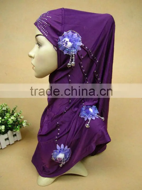 A527 newest design one piece muslim long HIJAB 4 flowers islamic hijab