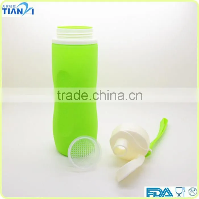 750ML Fashionable Heat Resistance BPA Free FDA/LFGB Collapsiable Silicone Sports Water Bottle