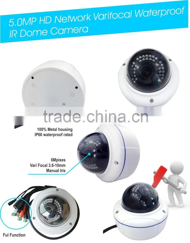 Network H.265 Hi3516A CMOS Network Night Vision Camera 5.0 Megapixels Sony CMOS CCTV Dome Camera