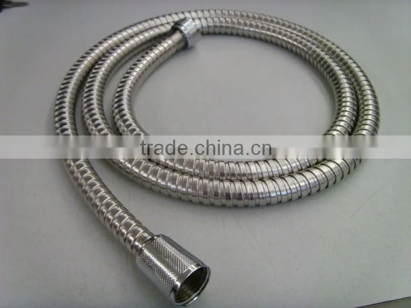 Stainless steel shower hose, brass cap nuts, pvc inner pipe.