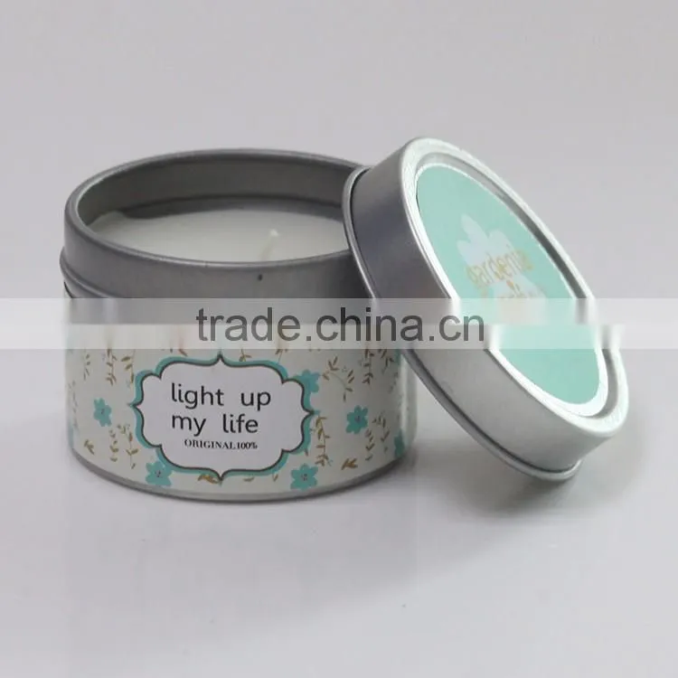 Metal tin candle with metal lid