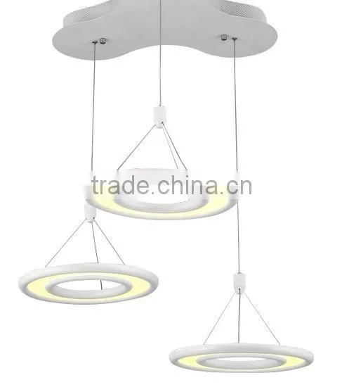Modern Remote Control Crystal Chandelier with Three Rings
