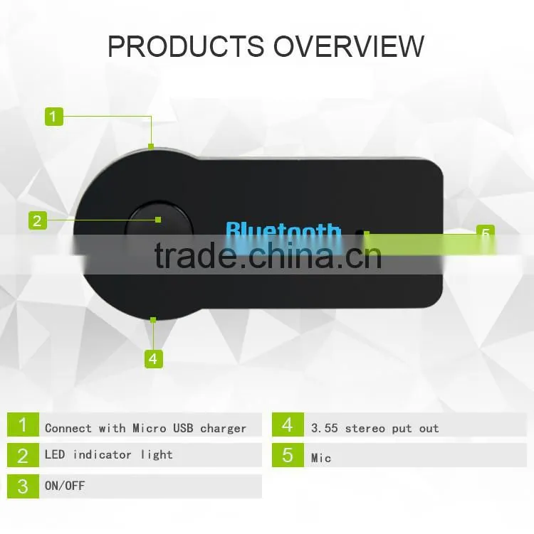 Cheap 3.5mm Bluetooth Audio Receiver Car Bluetooth Music Receiver with Stereo Output