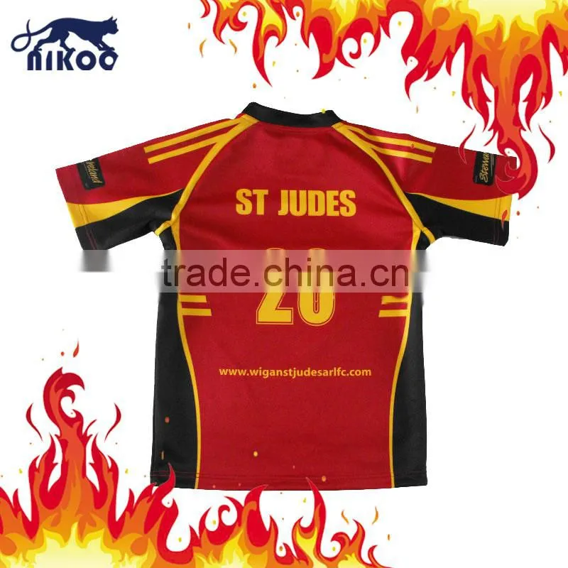 100% polyester cool dry sublimated printing men's rugby football jerseys