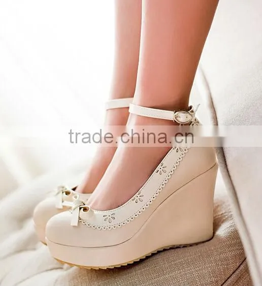 Hot selling fancy lady wedge shoes cute wedge heels OEM factory