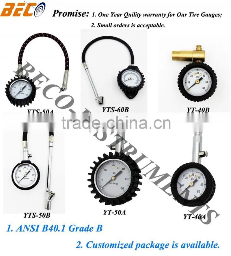 Beco premium Tire Pressure Gauges 2.5" large dial display for car, RV, Bicycle