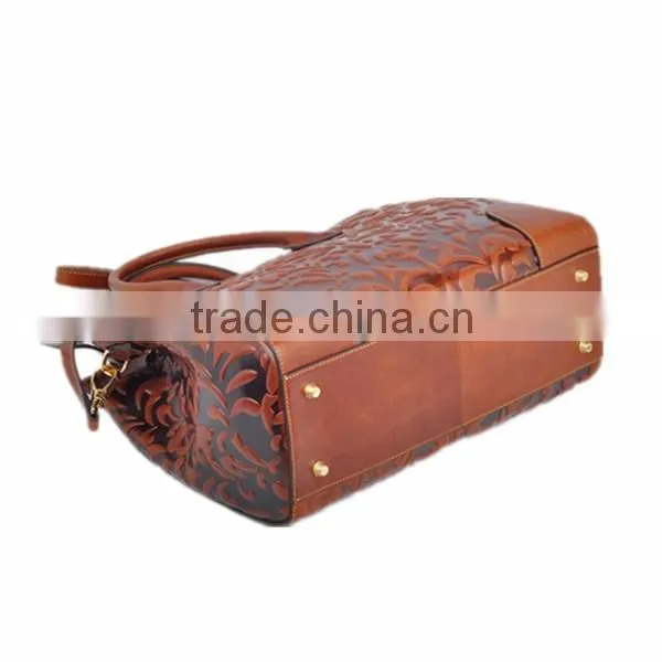 Best Selling Latest Design Ladies Genuine Leather Handbag Brown Genuine Laether Handbag