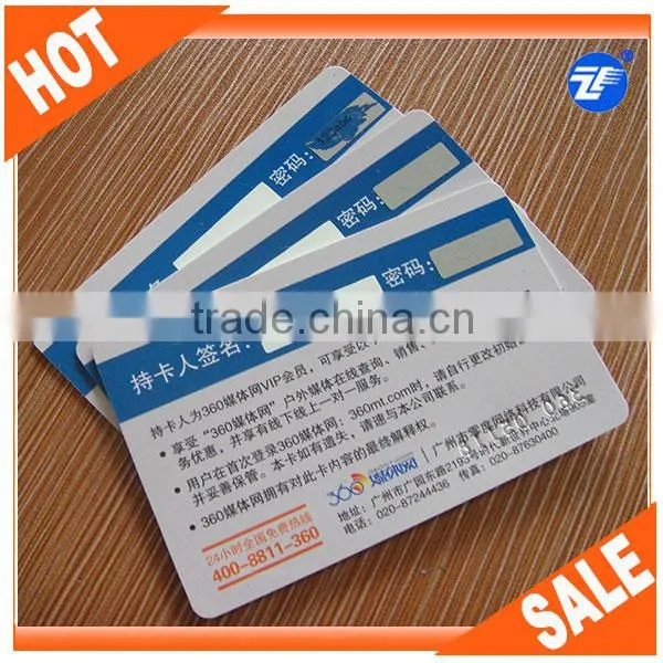 plastic 4 color offset printing pvc calling scratch card
