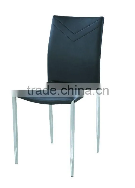 chromed leg PU leather dining Chair