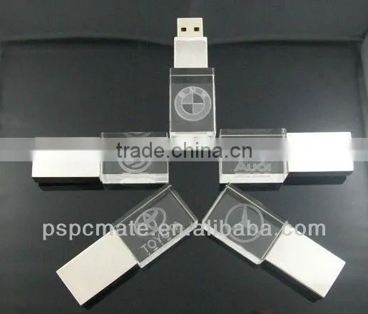 1GB-32GB crystal light up usb flash driver for gift promotion