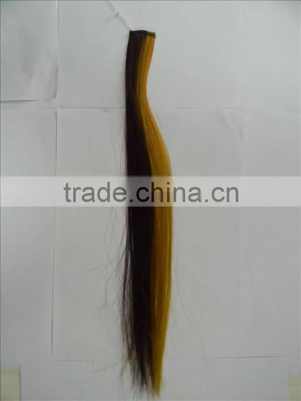 Clip in synthetic color strip hair extension