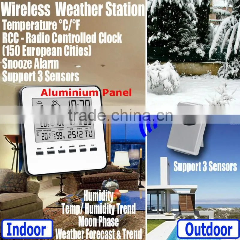 Wireless Weather Station Temperature Humidity Outdoor Sensor RCC DCF Clock C F