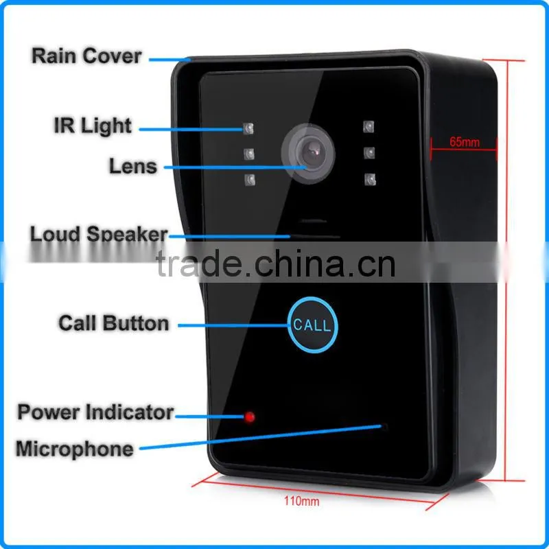 Color Video Handsfree Intercom Camera IR Night Vision 7" Wireless Door Phone Bell