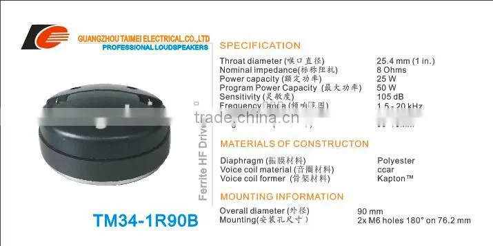 guangzhou professional loudspeaker tweeter