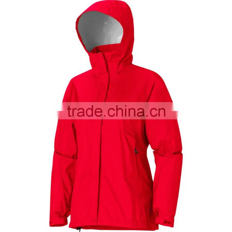 Hooded lightweight women's plain rain jacket