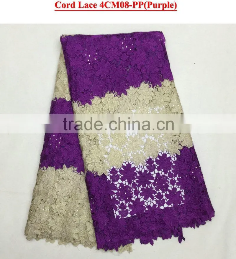 Pretty chemical lace embroidery fabric rhinestoes guipure lace fabric guipure lace for wedding