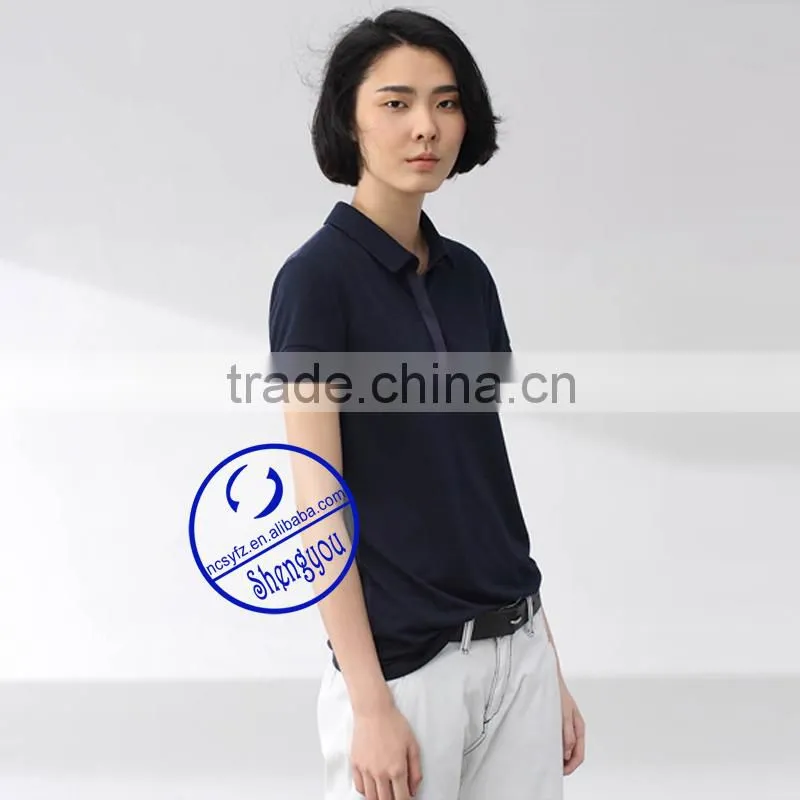 high quality 100 cotton plain women polo t shirt manufactures china