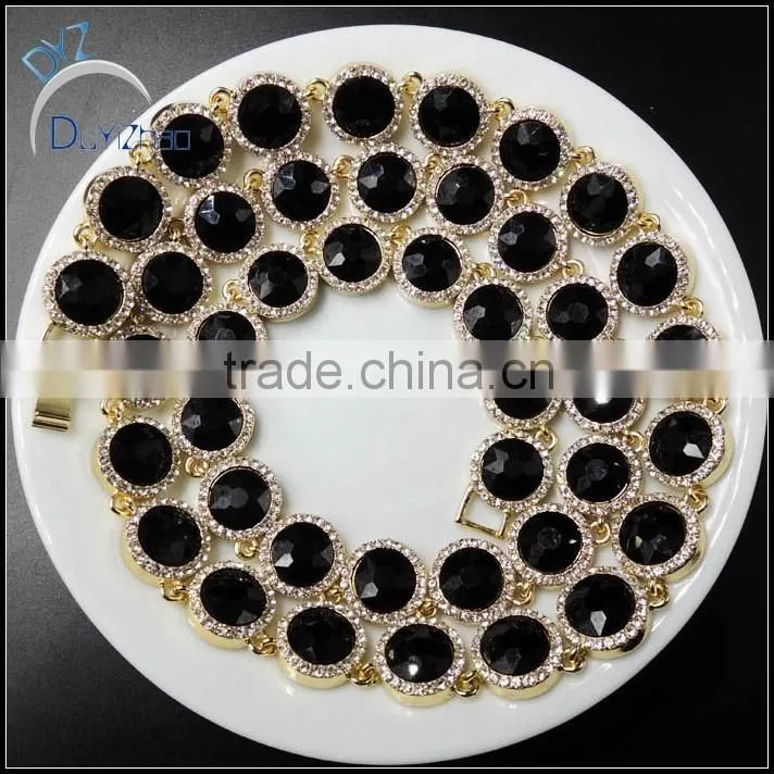2016 fashion hip hop heavy black fake diamond strand necklace