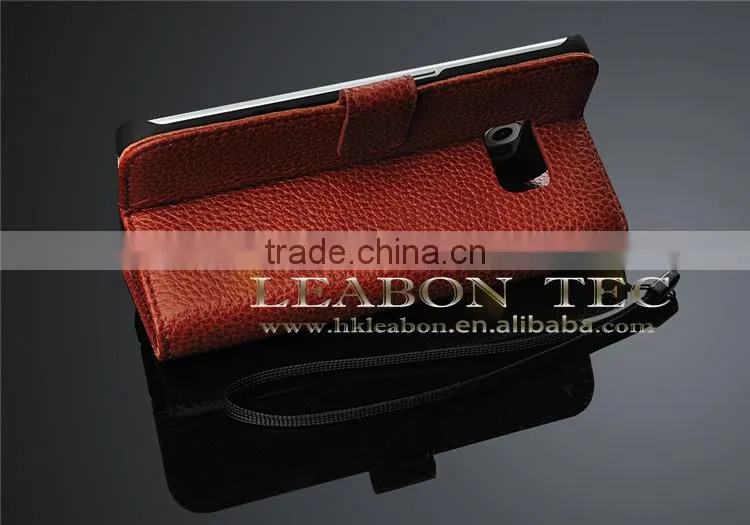 new phone accessories Magnetic Genuine Real Leather Wallet Stand Case For Samsung Galaxy S6 Edge