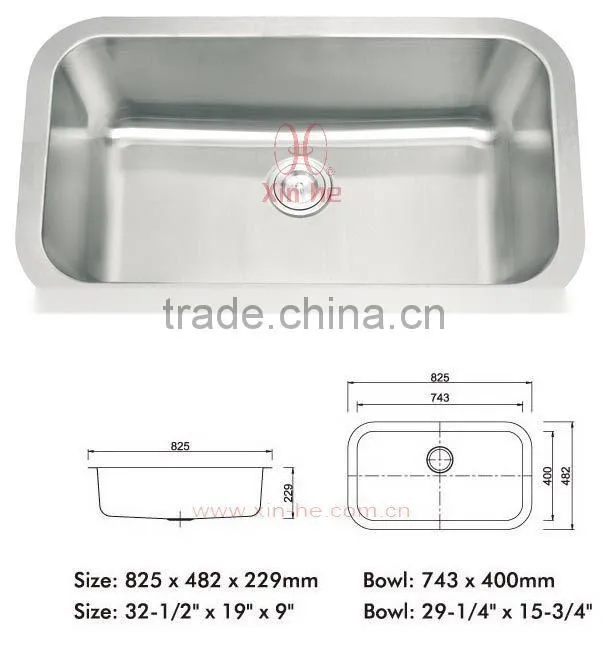 American Single Bowl Undermount Stainless Steel Kitchen Sink