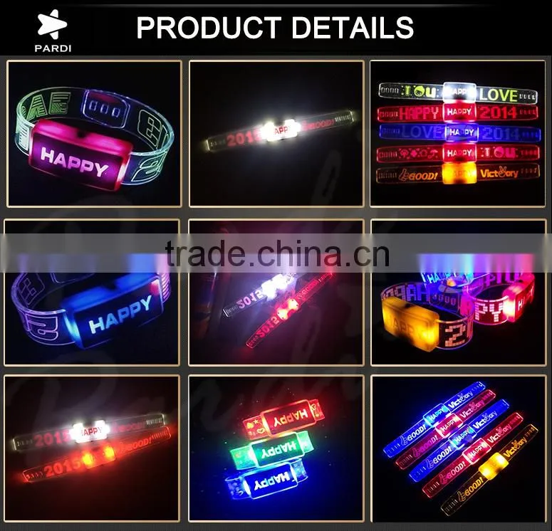 Led blinking bracelet led flashing custom silicon wristband