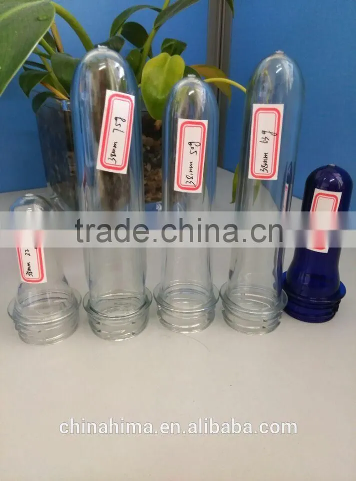 plastic bottle preform transperant pco 38mm 25gs PET preform for 300-500ML drink/juice bottle in medium temperature filling