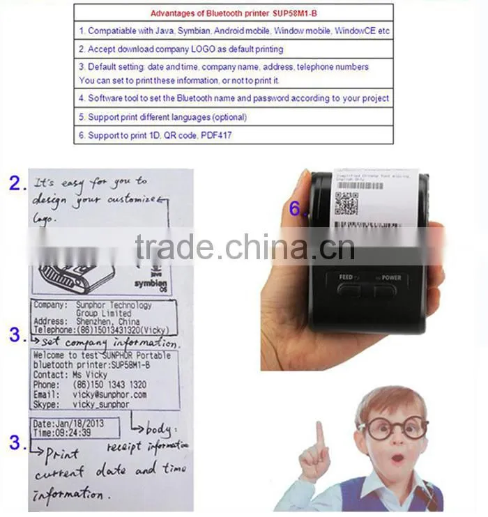ESC/POS command portable andriod bluetooth pos receipt printer