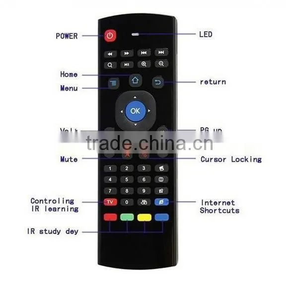 Cheapest mx3 remote controller air fly mouse with multy color