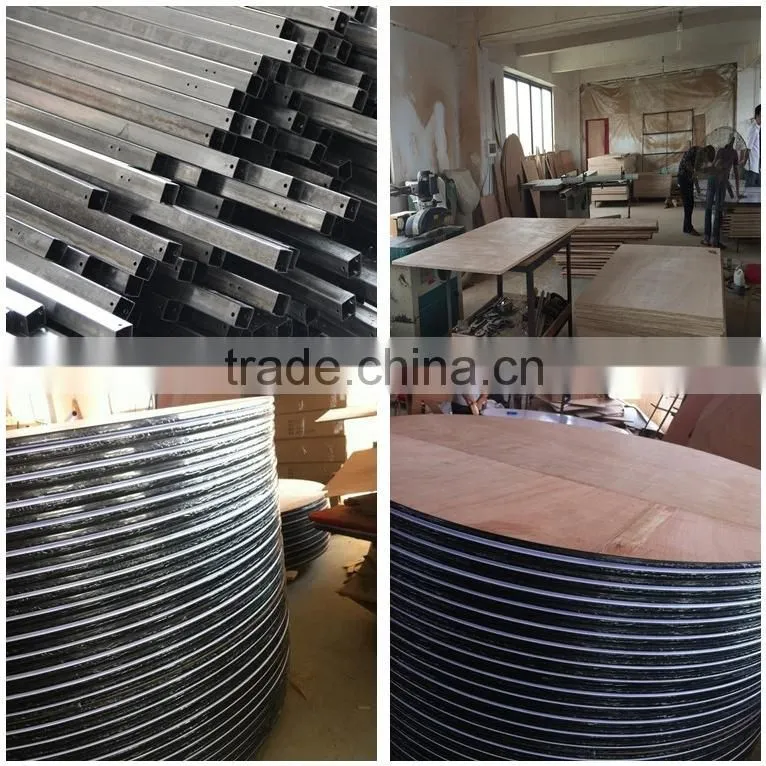 folding fruniture plywood custom made wooden round banquet table with wheels