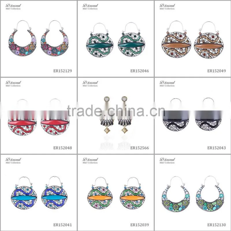 Wholesale Jewelry New Designs Ladies/Women's Ethnic Resin Earrings Oval Piercing Gold/Silver Plating Dangle Earrings