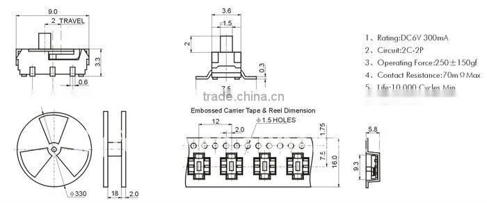 mini slide switch MS-22D01