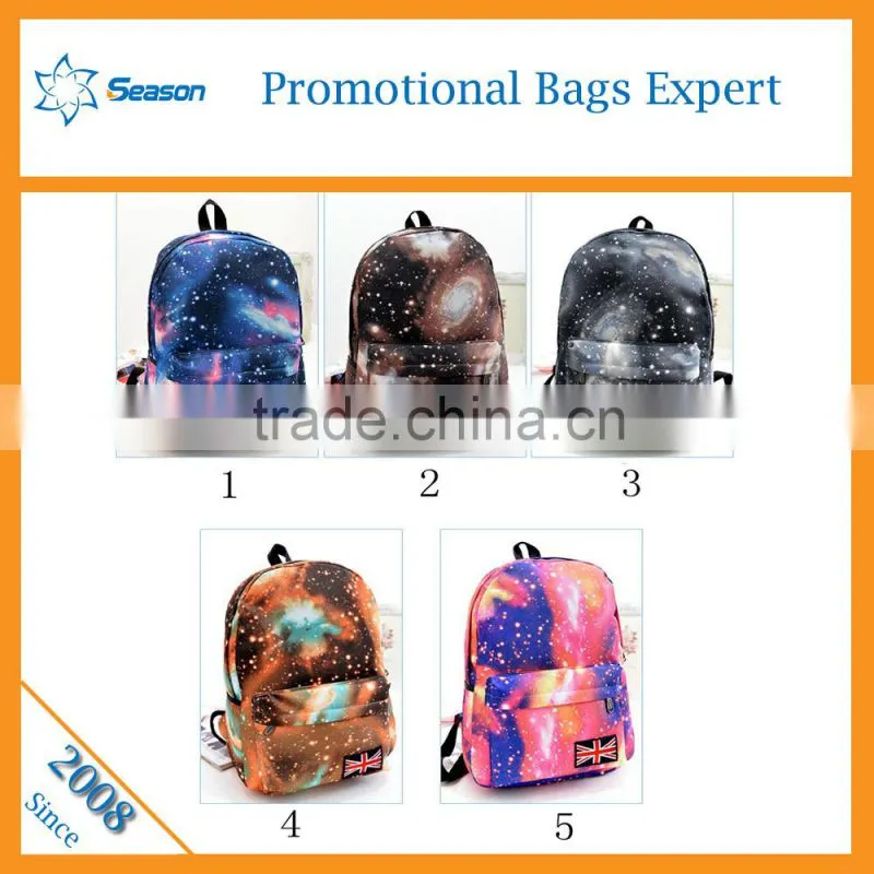 Fashion Galaxy Printed Backpack 2016 new design school bag for children