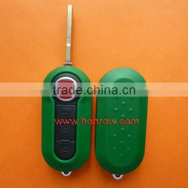 New Product Fiat 3 button flip remotekey blank (Green Color),auto key shell,car key case