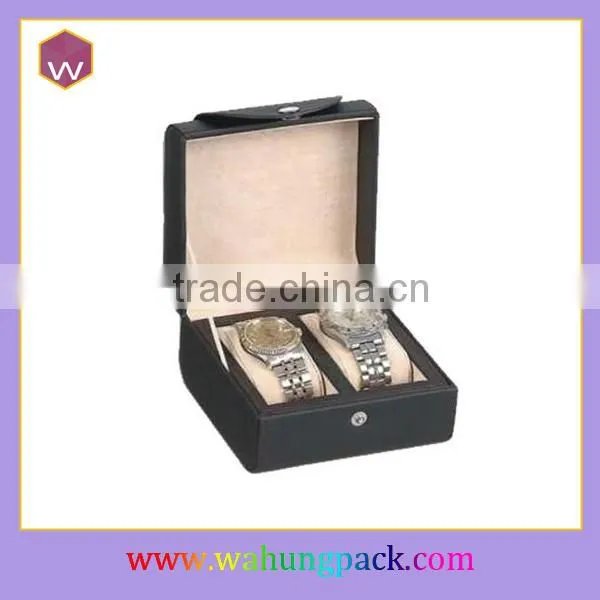 hot sale black faux leather men's 6 watch storage box (WH-1752)