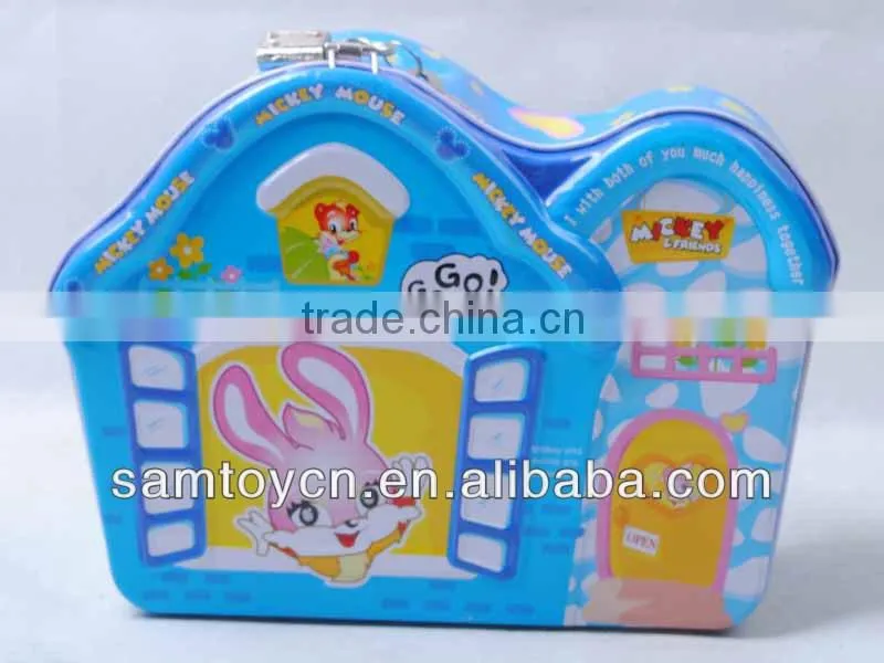 Cartoon rabbit metal money box with key