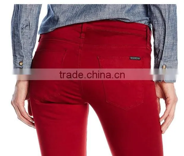 2014 sexy close-fitting leisure demin red jeans