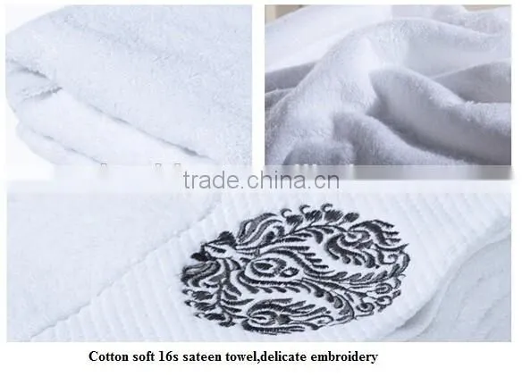 Factory Directly Sale Cotton 16s Custom Embroidery White Hotel Towels Supplier