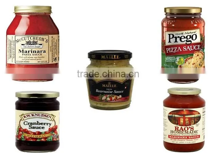 food sauce in jar bottle filler and capper